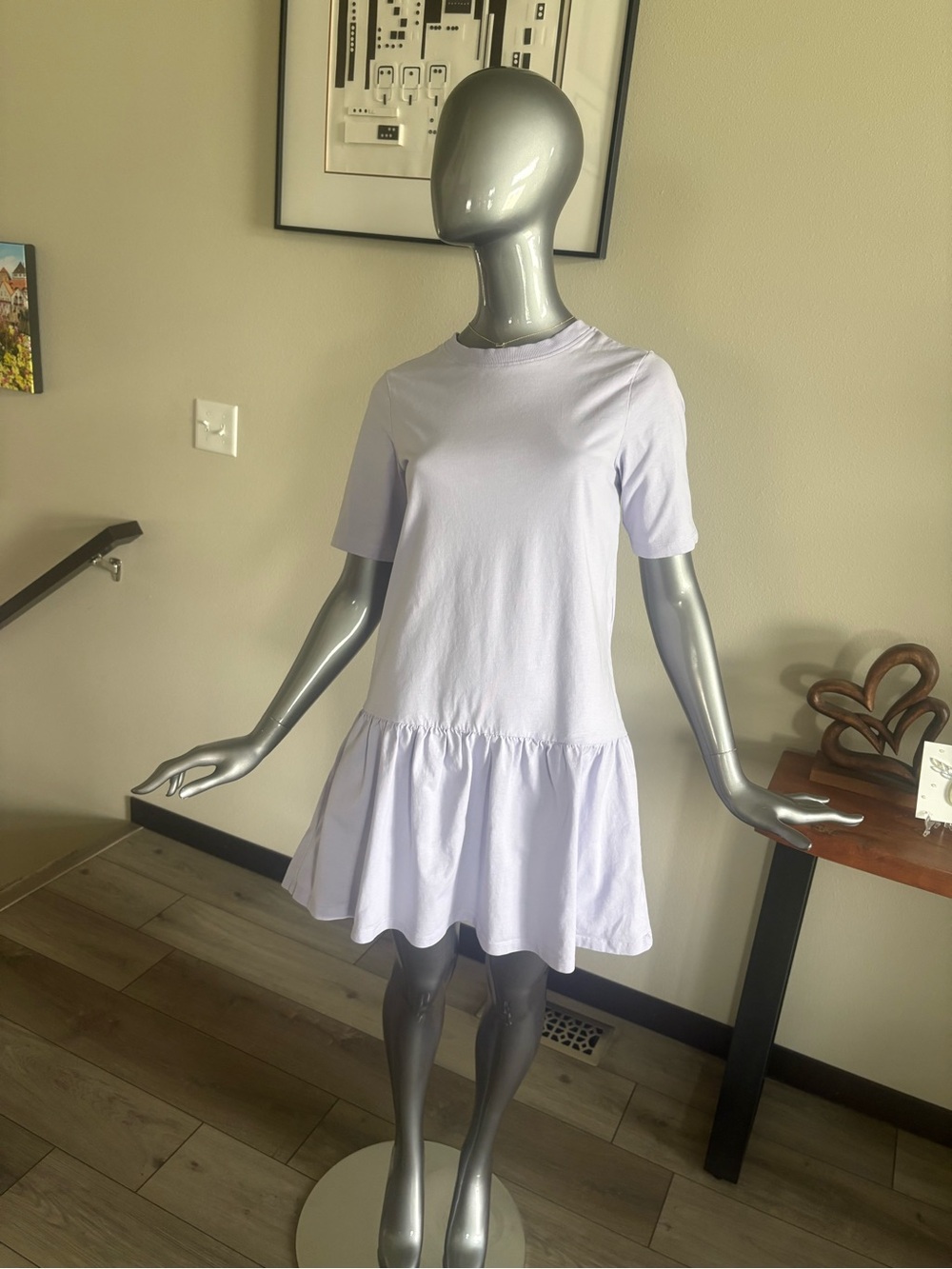 Women’s Lavender Mini Dress - Casual Ruffle Hem